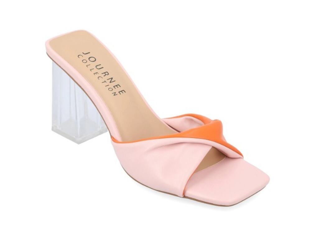 Journee Collection Women's Aylia Twist Slip On Block Heel Sandals Pink Size 6.5